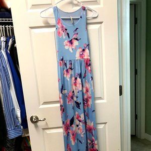 Bellamie Maxi Dress Pink and Blue Floral